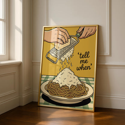 Pasta Night Kitchen Print - Tell Me When - Colorful Food Poster Art - Funny Food