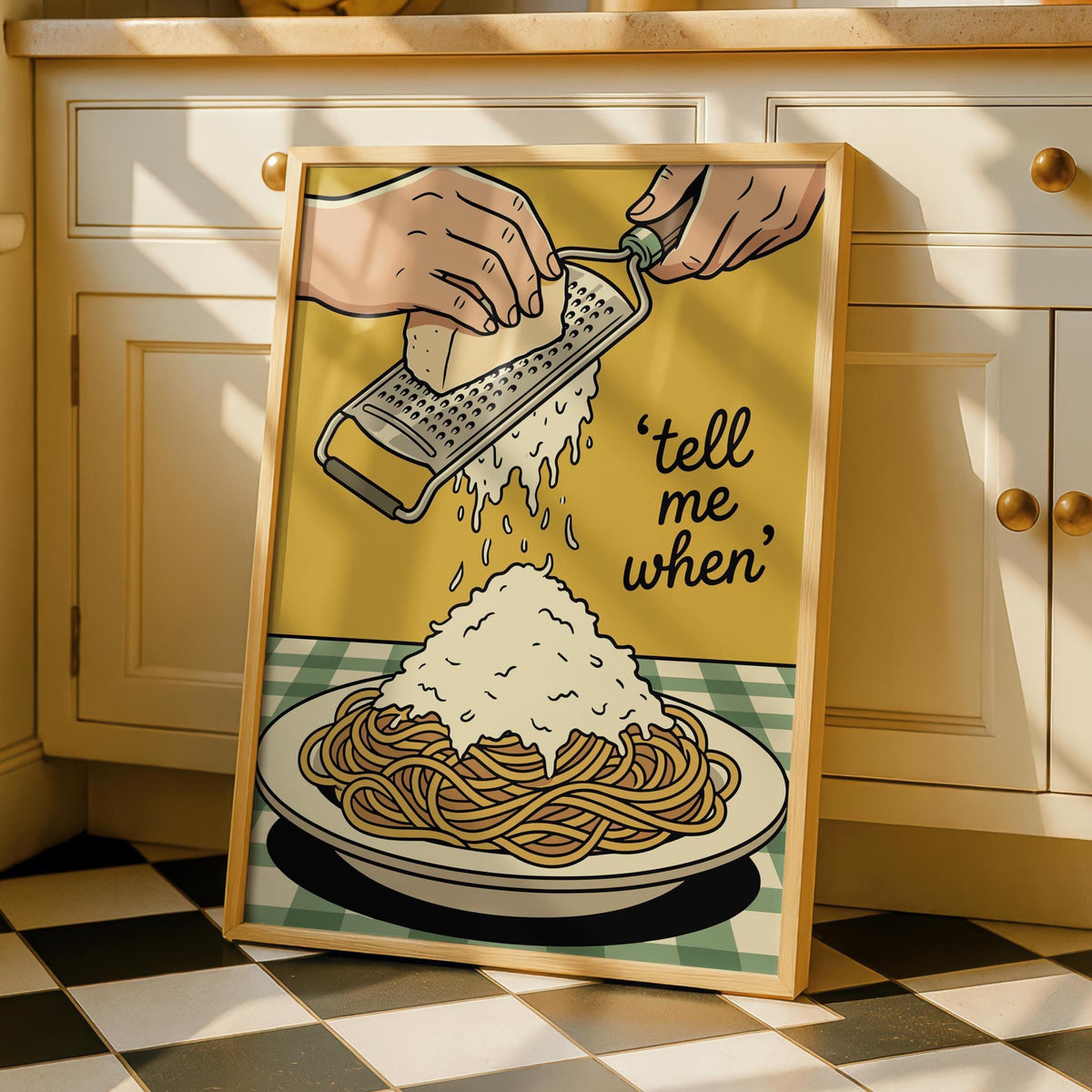 Pasta Night Kitchen Print - Tell Me When - Colorful Food Poster Art - Funny Food