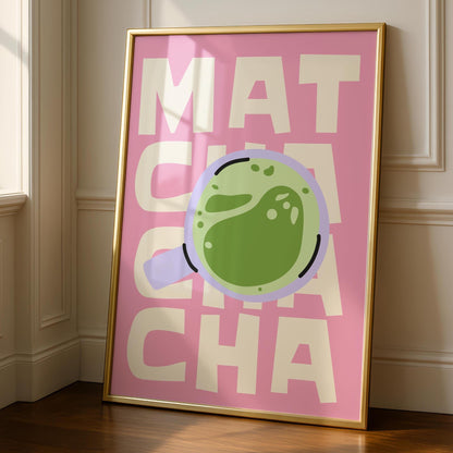 Matcha Art - Kitchen Decor - Pink Prints for kitchen - Pink and green Decor