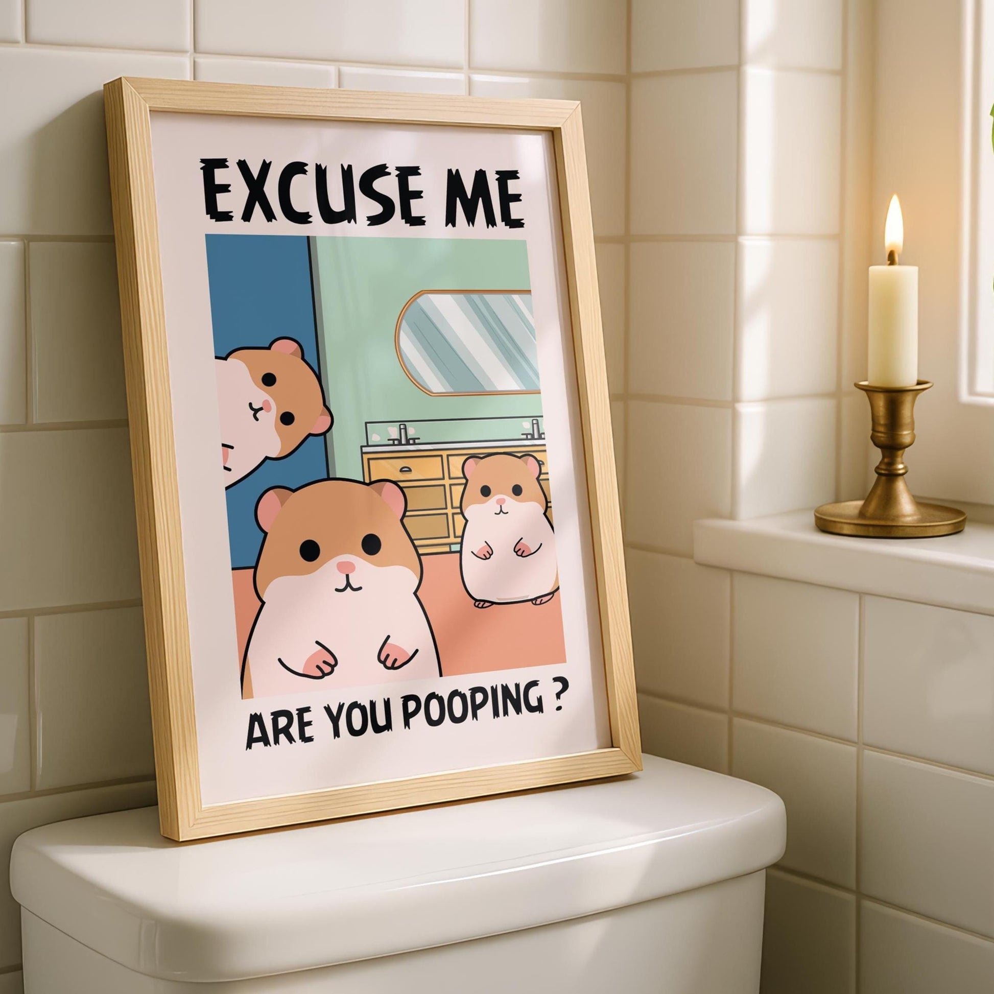 Funny Bathroom Art Print - Hamster Decor - Prints for bathroom - toilet Wall Art - Bathroom Wall Decor