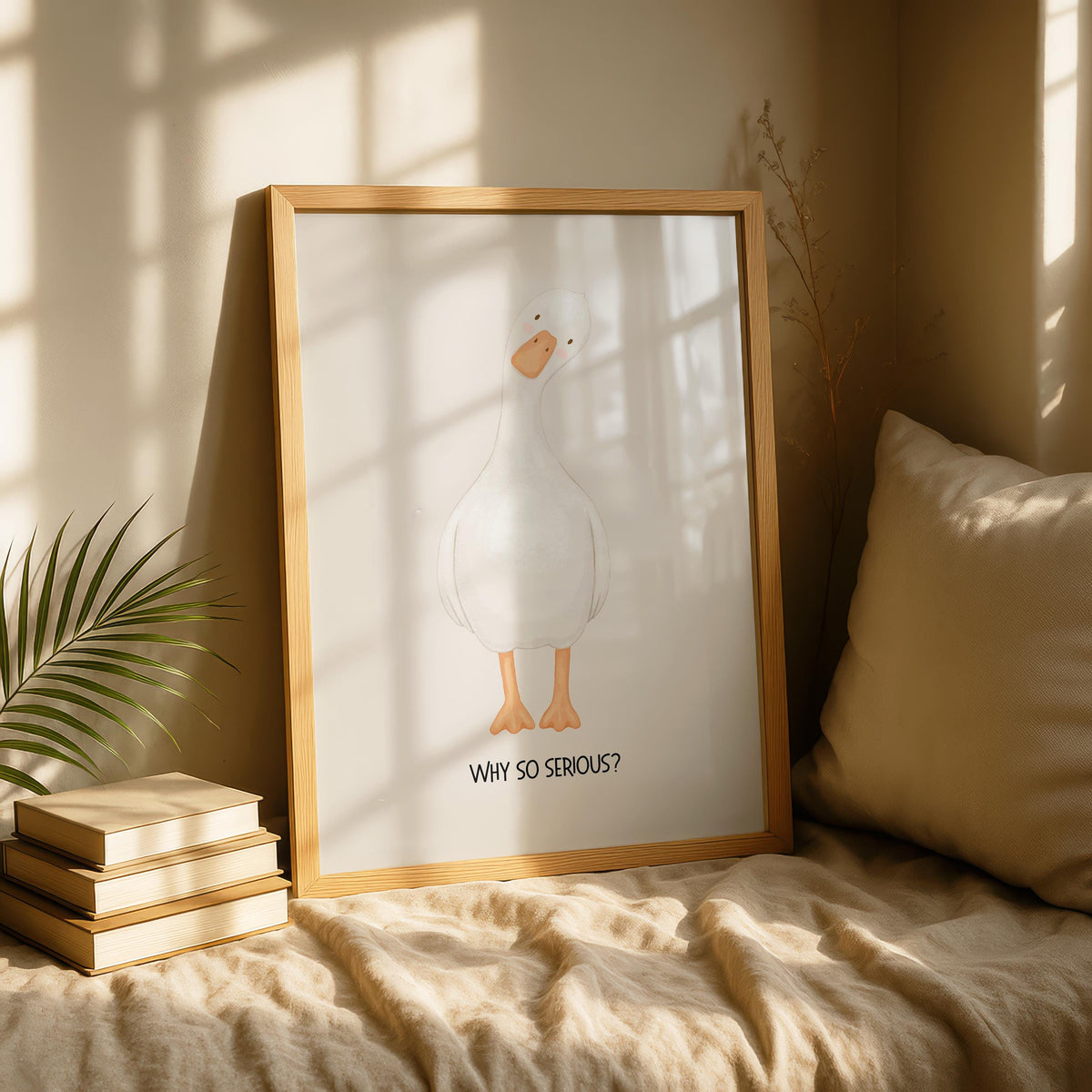 Silly Goose Print - Why so serious goose - Quirky Animal Wall Art