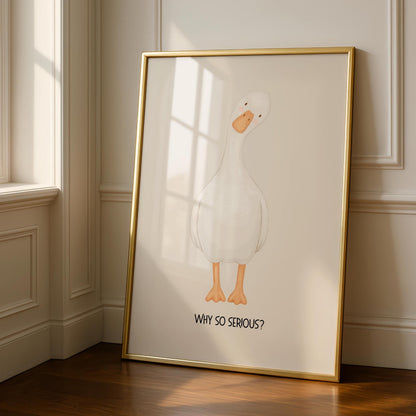Silly Goose Print - Why so serious goose - Quirky Animal Wall Art
