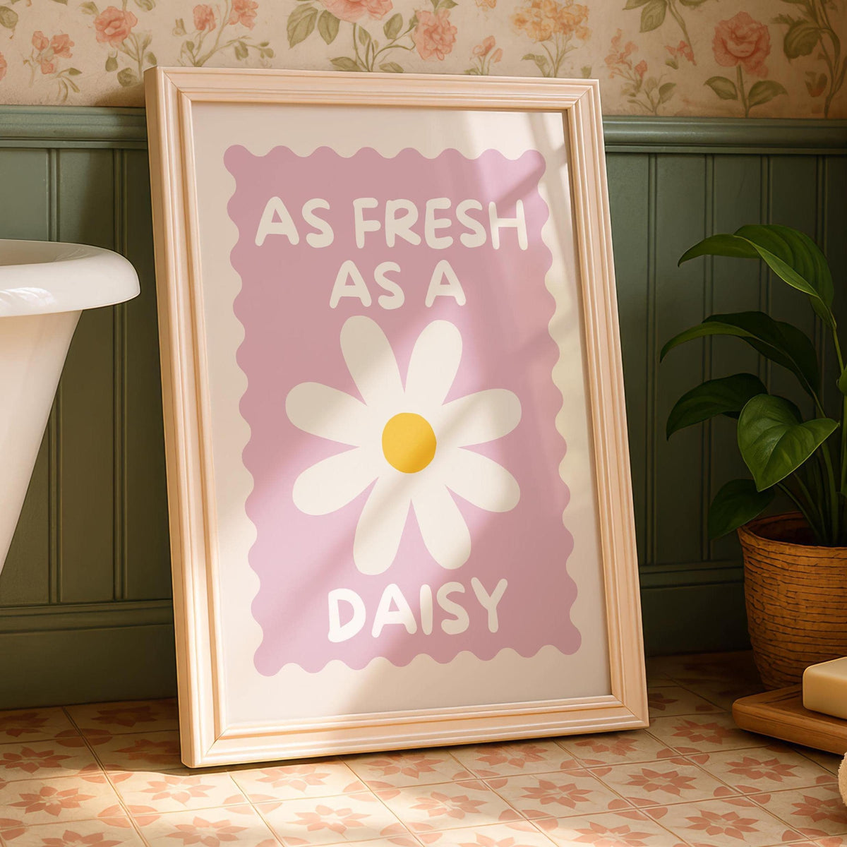 Bathroom Daisy Print - Cute Wall Art - Bathroom Decor - Toilet Art