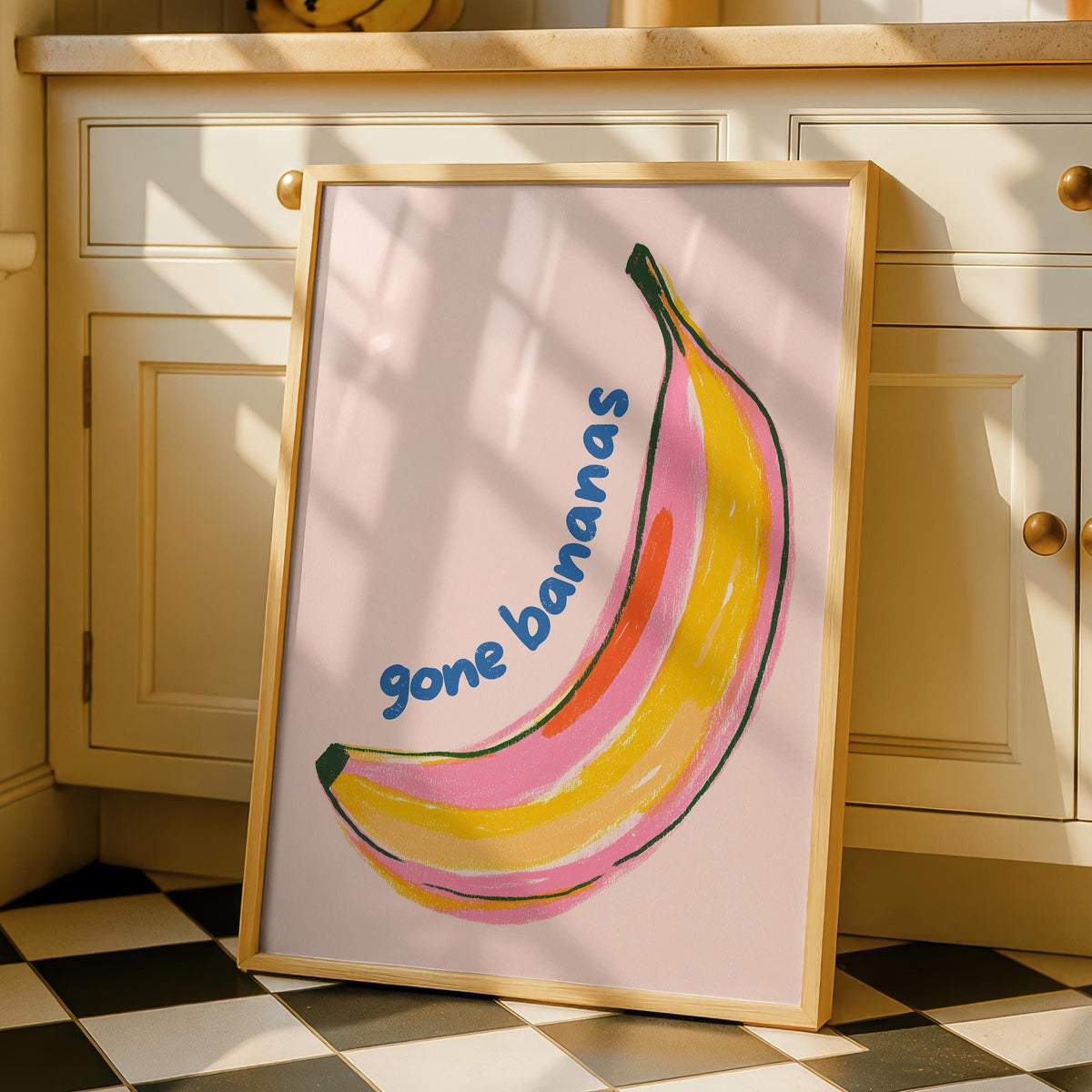 Kitchen prints, prints for kitchen, kitchen decor, fun prints, bright kitchen prints, colourful kitchen decor, banana poster art