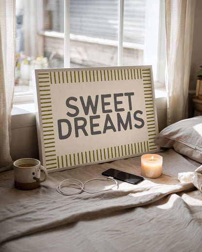 Sweet Dreams Bedroom Print - Grey Bedroom Print - Above Bed Poster - Cute bedroom Decor