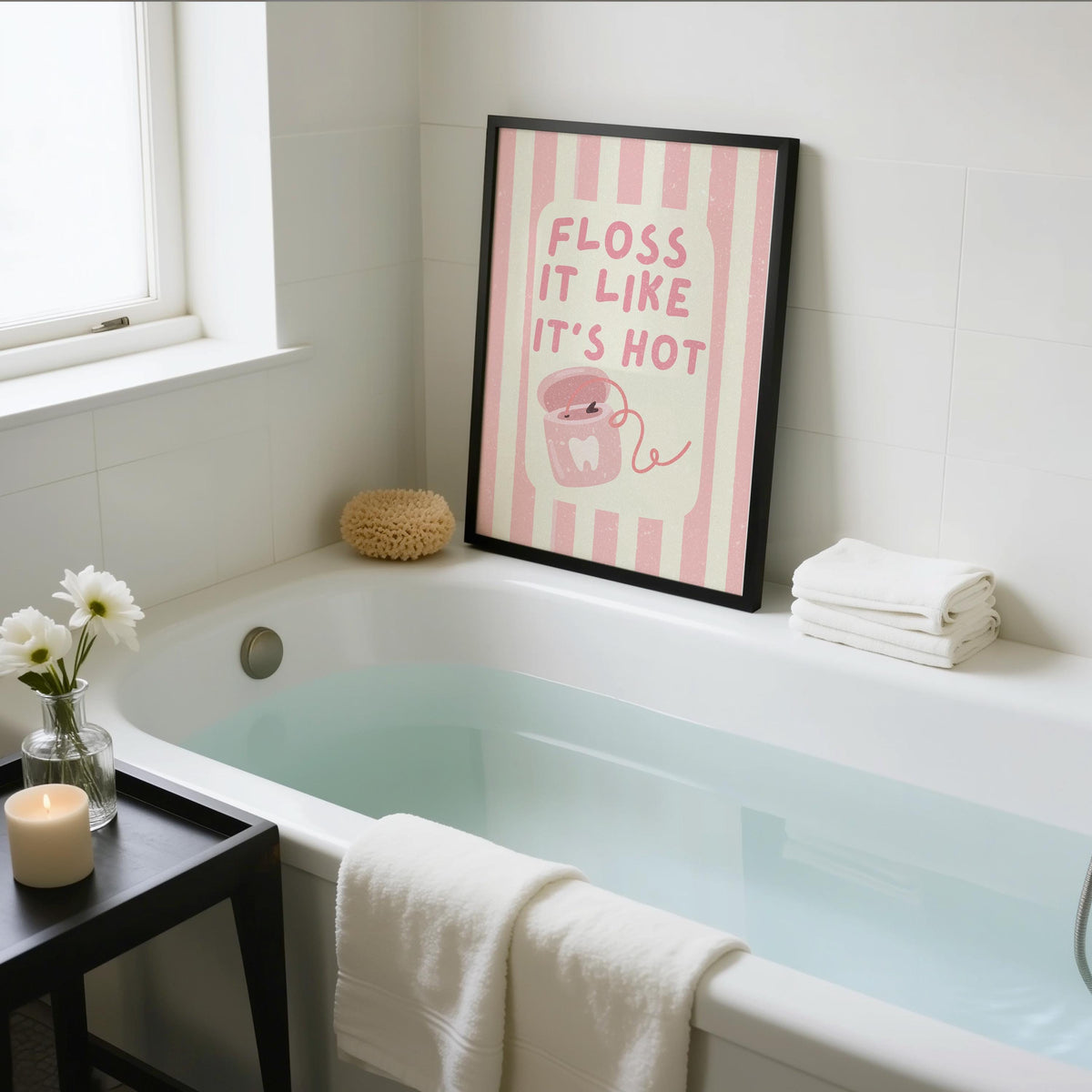 Funny Bathroom Paper Print - Cute Wall Art - Bathroom Decor - Dentist Art - Floss Art