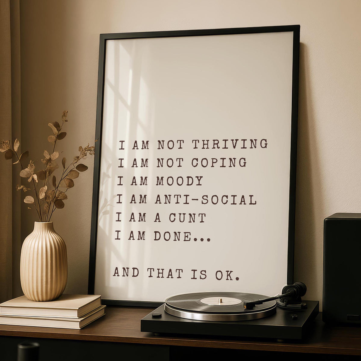 funny affirmation print - anti affirmation print - Typewriter Print - Gallery Poster - Emo Alternative Prints