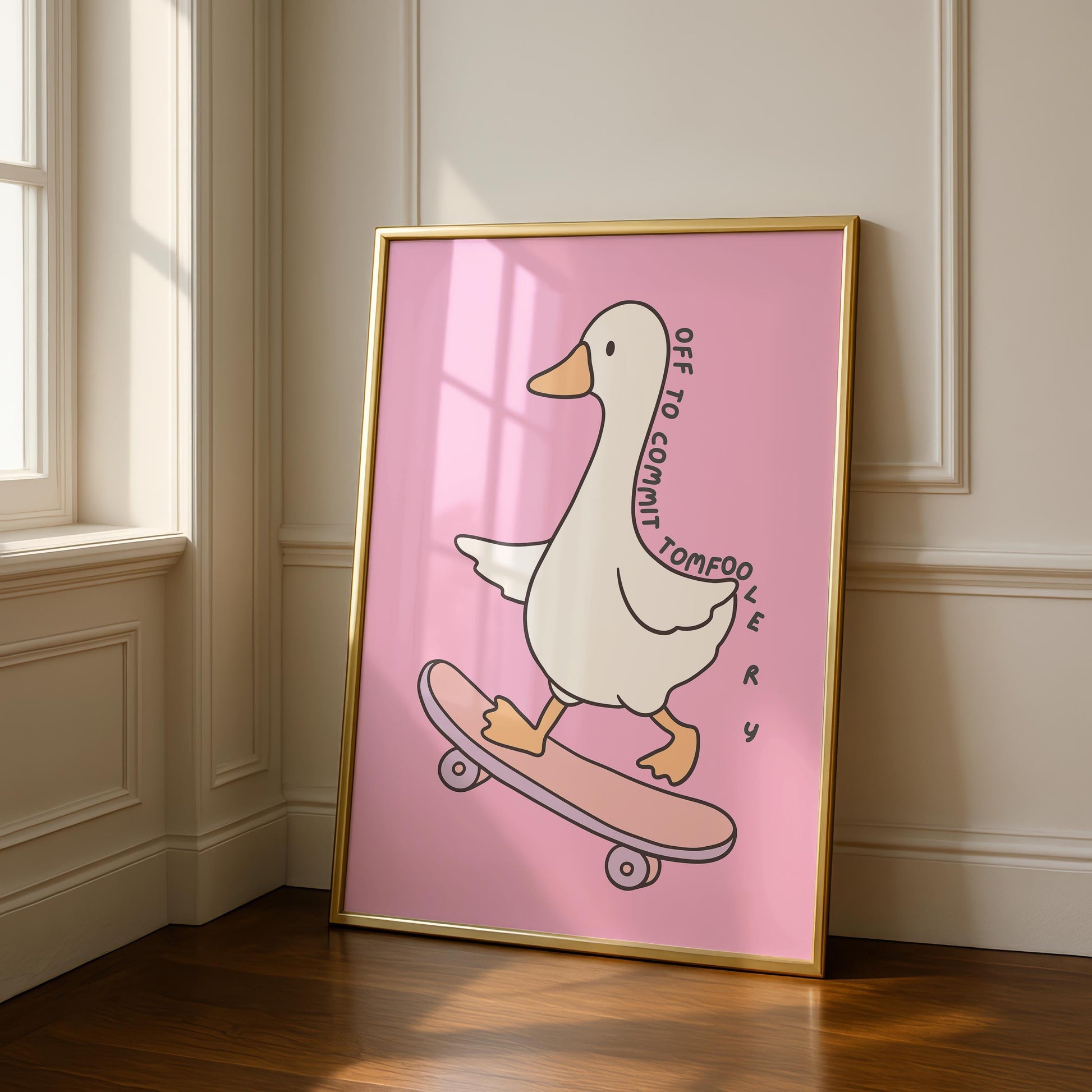 Silly Goose Print - Tomfoolery Print - Pink Wall art - Quirky Animal Wall Art