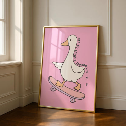 Silly Goose Print - Tomfoolery Print - Pink Wall art - Quirky Animal Wall Art