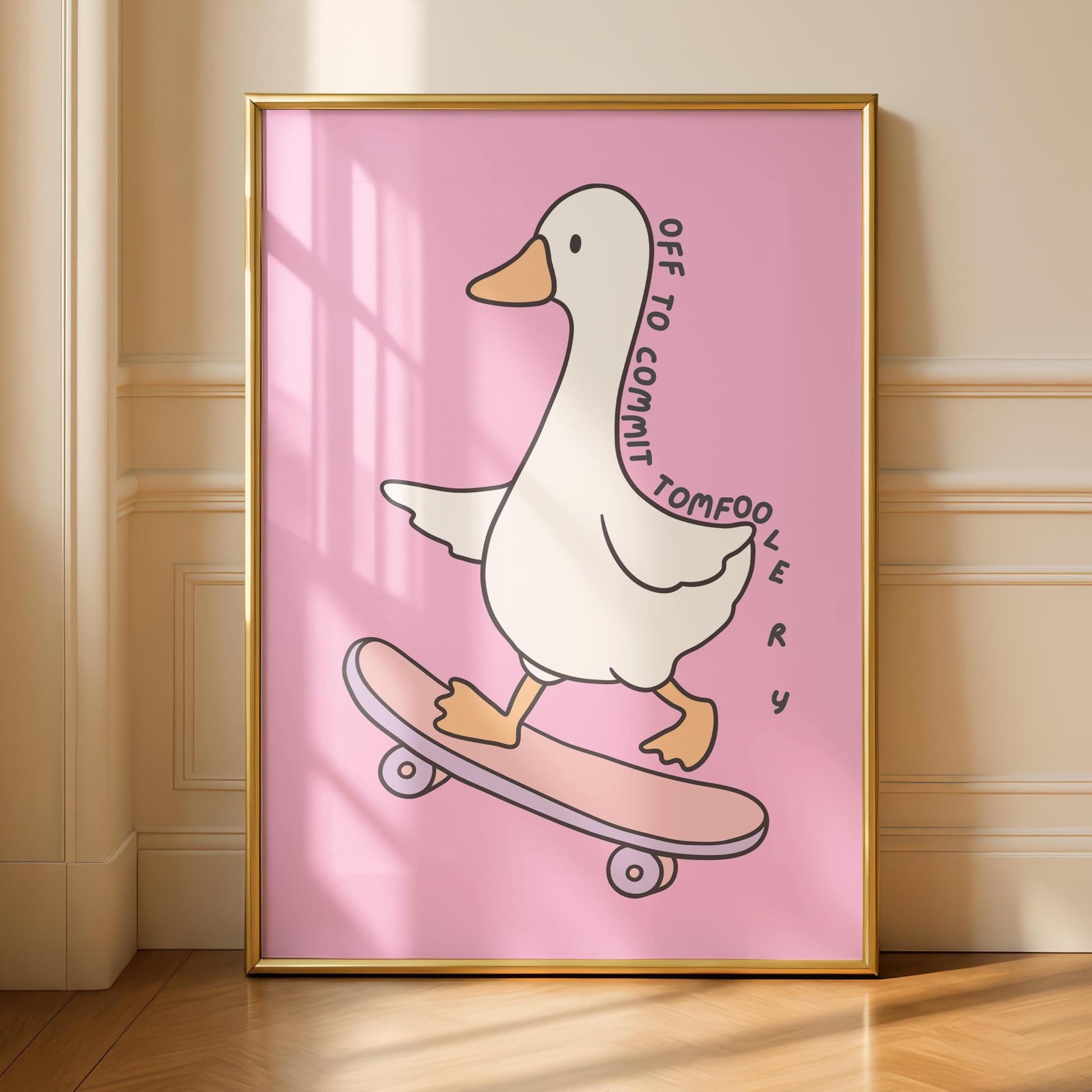 Silly Goose Print - Tomfoolery Print - Pink Wall art - Quirky Animal Wall Art