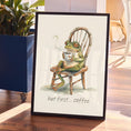 Load image into Gallery viewer, Funny Frog Coffee Art Print - Cheeky Home Decor - Prints for kitchen - Shower Wall Art - coffee station Wall Decor
