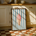 Load image into Gallery viewer, Ice Cream Print - Funky Kitchen Wall Art - Stripey Blue Prints - Dining Room Art
