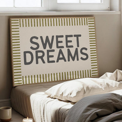 Sweet Dreams Bedroom Print - Grey Bedroom Print - Above Bed Poster - Cute bedroom Decor