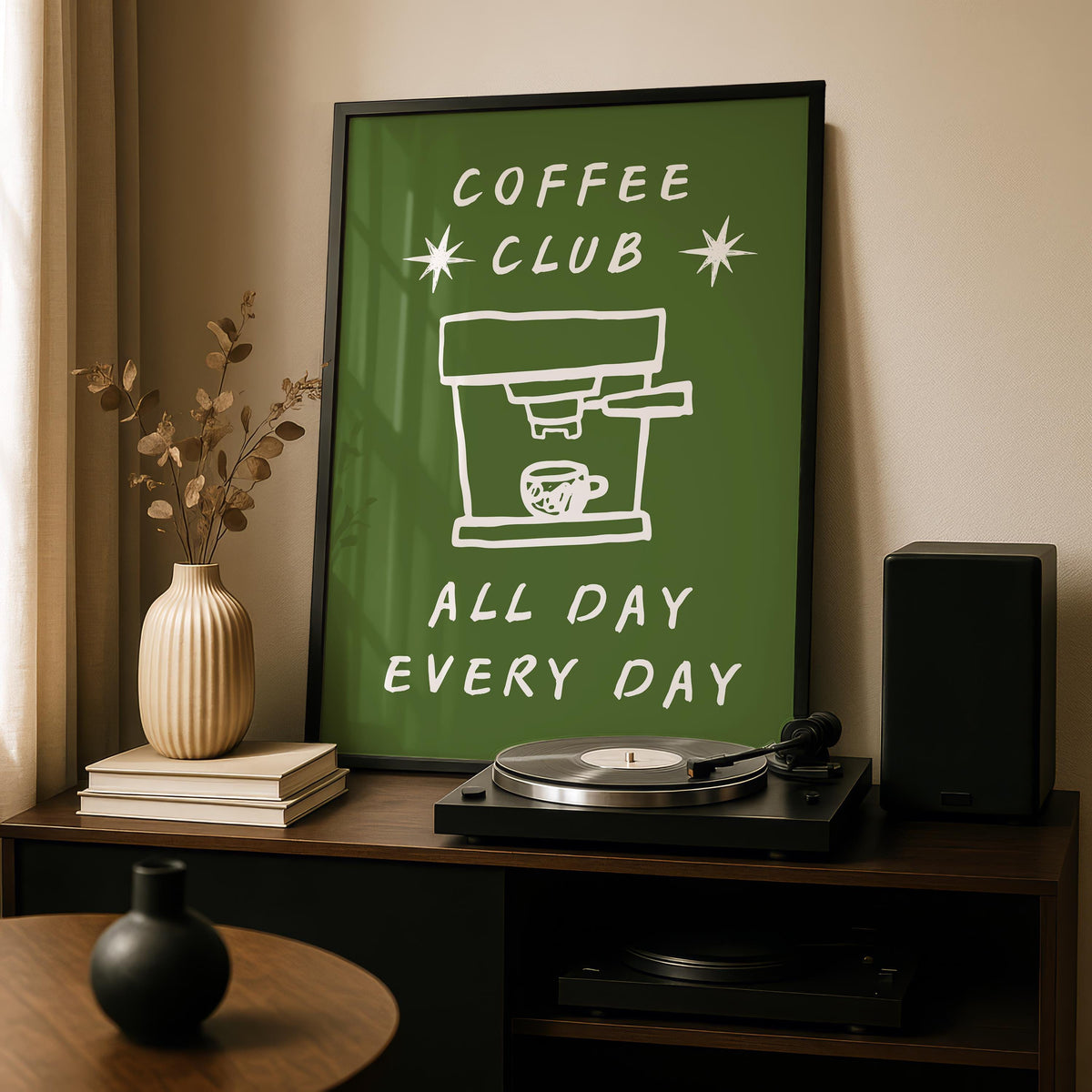 Coffee Club Kitchen Print - Green Kitchen Poster - Kitchen Wall Art