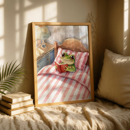 Cute Frog Bedroom Art Print - Cottagecore Home Decor - Prints for bedroom
