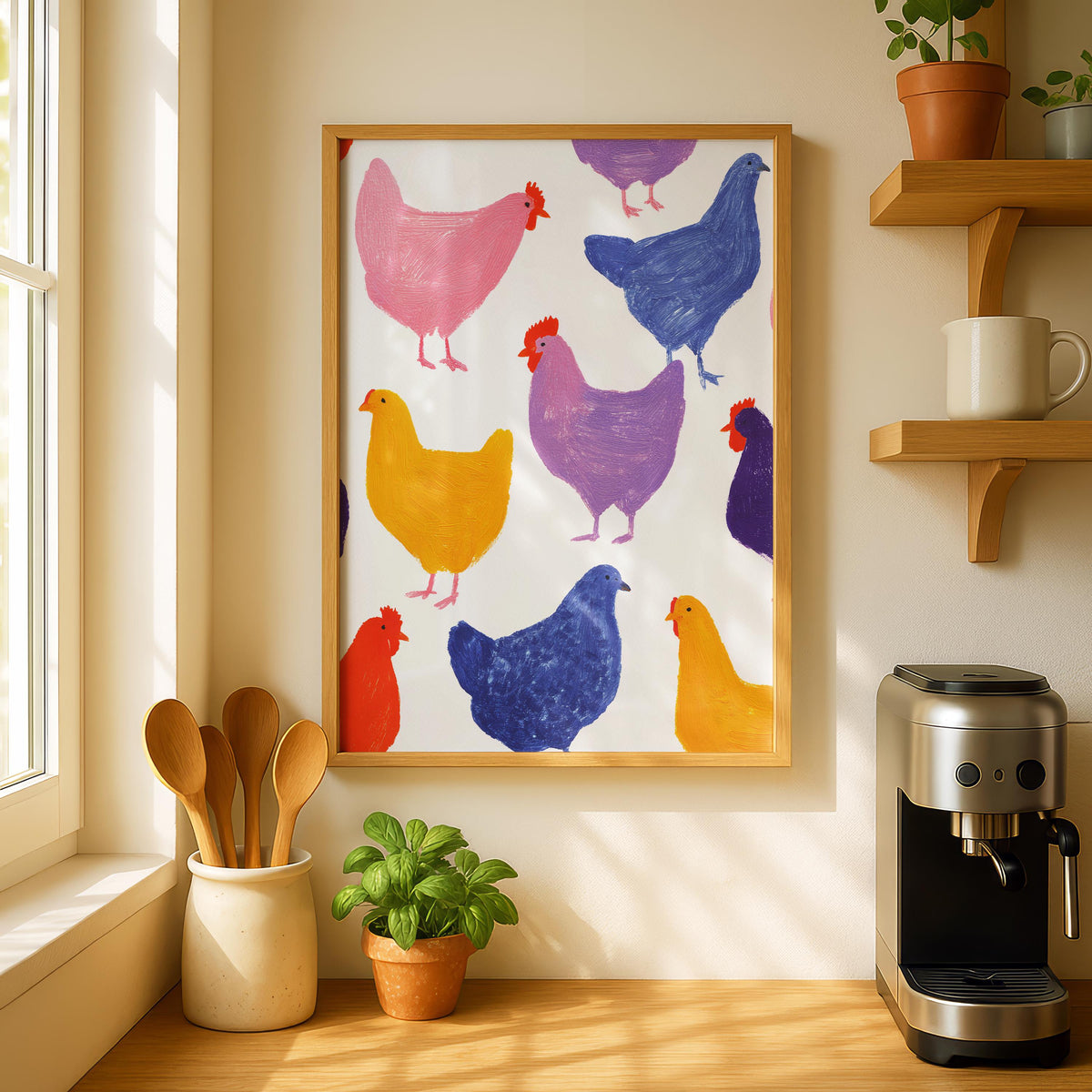 Chicken Art Print - Colourful Prints - Kitchen Decor - Dining Room