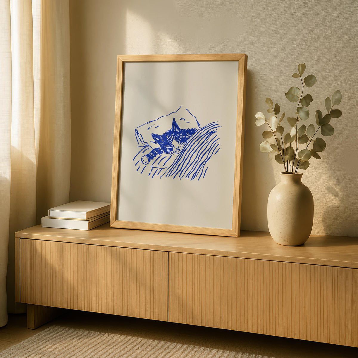 Bedtime Cat Print - Funky Kitchen Wall Art - Eclectic Prints - Maximalist Decor - bedroom prints