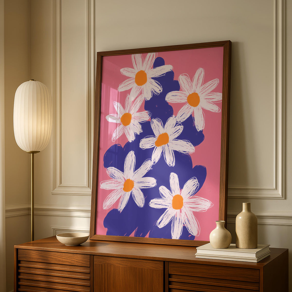 Flowers print - daisy print - colourful wall art - Paintings