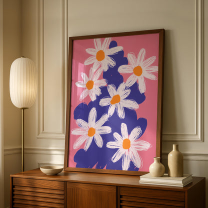 Flowers print - daisy print - colourful wall art - Paintings