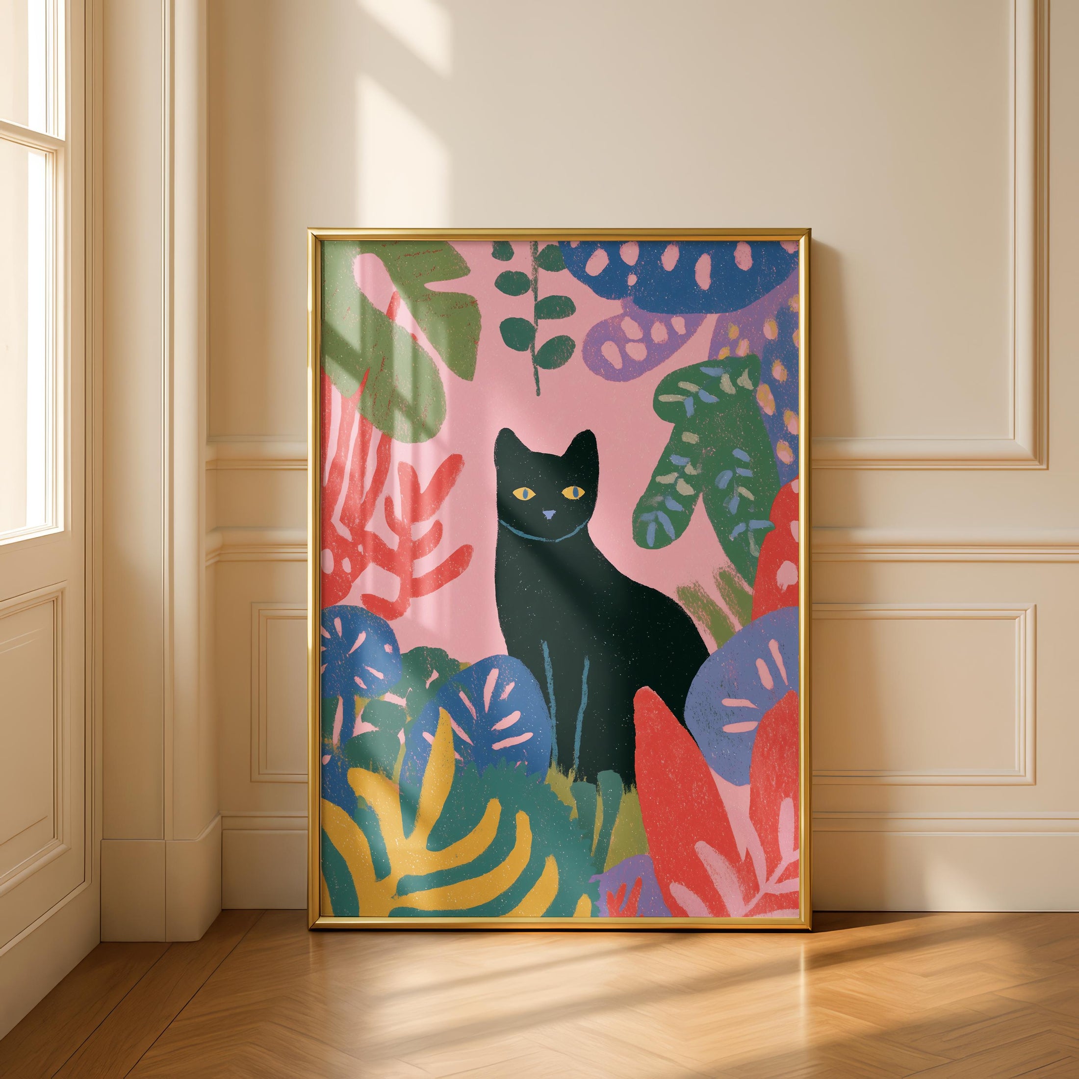 Black Cat Art Print - Colourful Prints - Cat Lover -