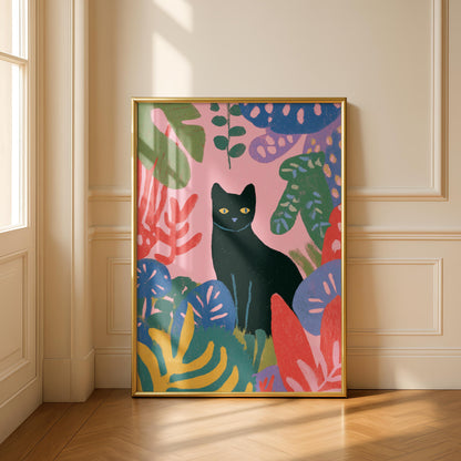 Black Cat Art Print - Colourful Prints - Cat Lover -