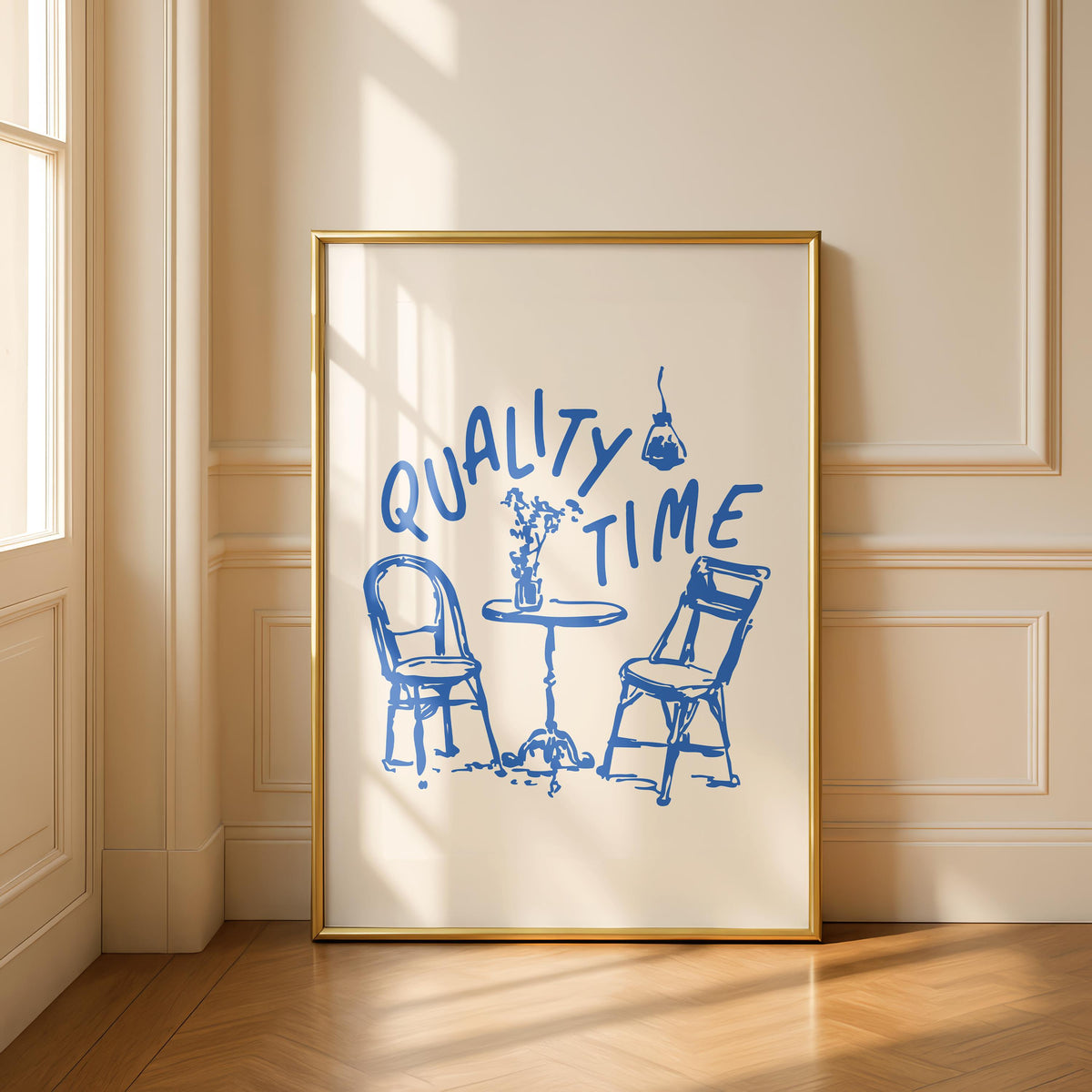 Quality Time - Kitchen Print - Cafe Breakfast Art - Neutral Kitchen Art - Minimalist decor