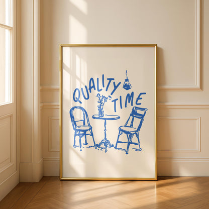 Quality Time - Kitchen Print - Cafe Breakfast Art - Neutral Kitchen Art - Minimalist decor