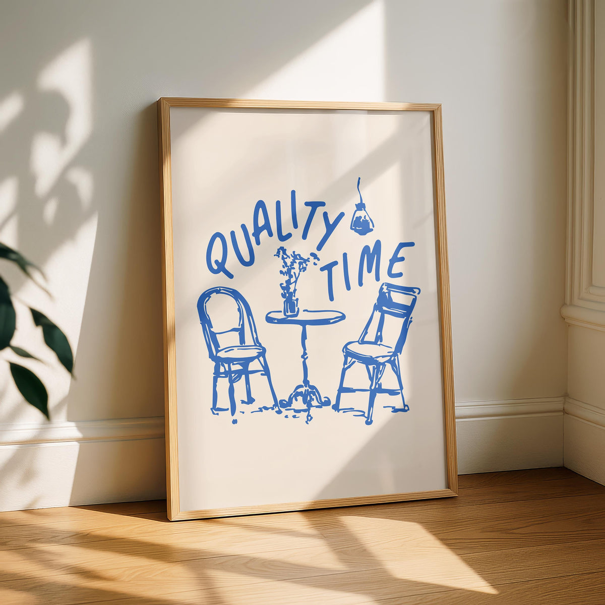 Quality Time - Kitchen Print - Cafe Breakfast Art - Neutral Kitchen Art - Minimalist decor