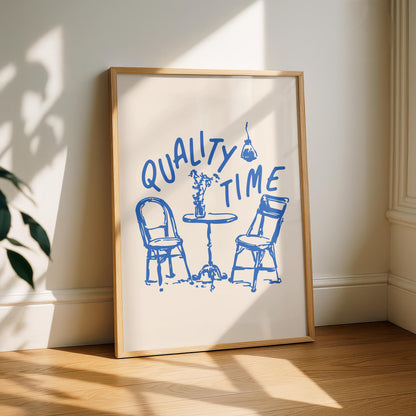 Quality Time - Kitchen Print - Cafe Breakfast Art - Neutral Kitchen Art - Minimalist decor