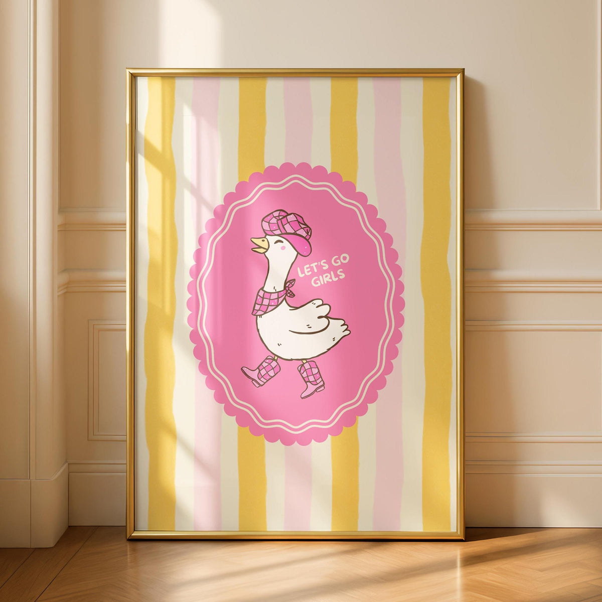 Silly Goose Print - Lets Go girls Art - Fun Goose Poster