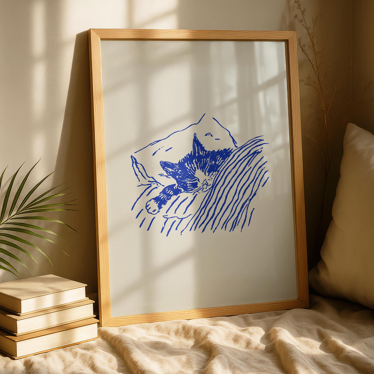 Bedtime Cat Print - Funky Kitchen Wall Art - Eclectic Prints - Maximalist Decor - bedroom prints