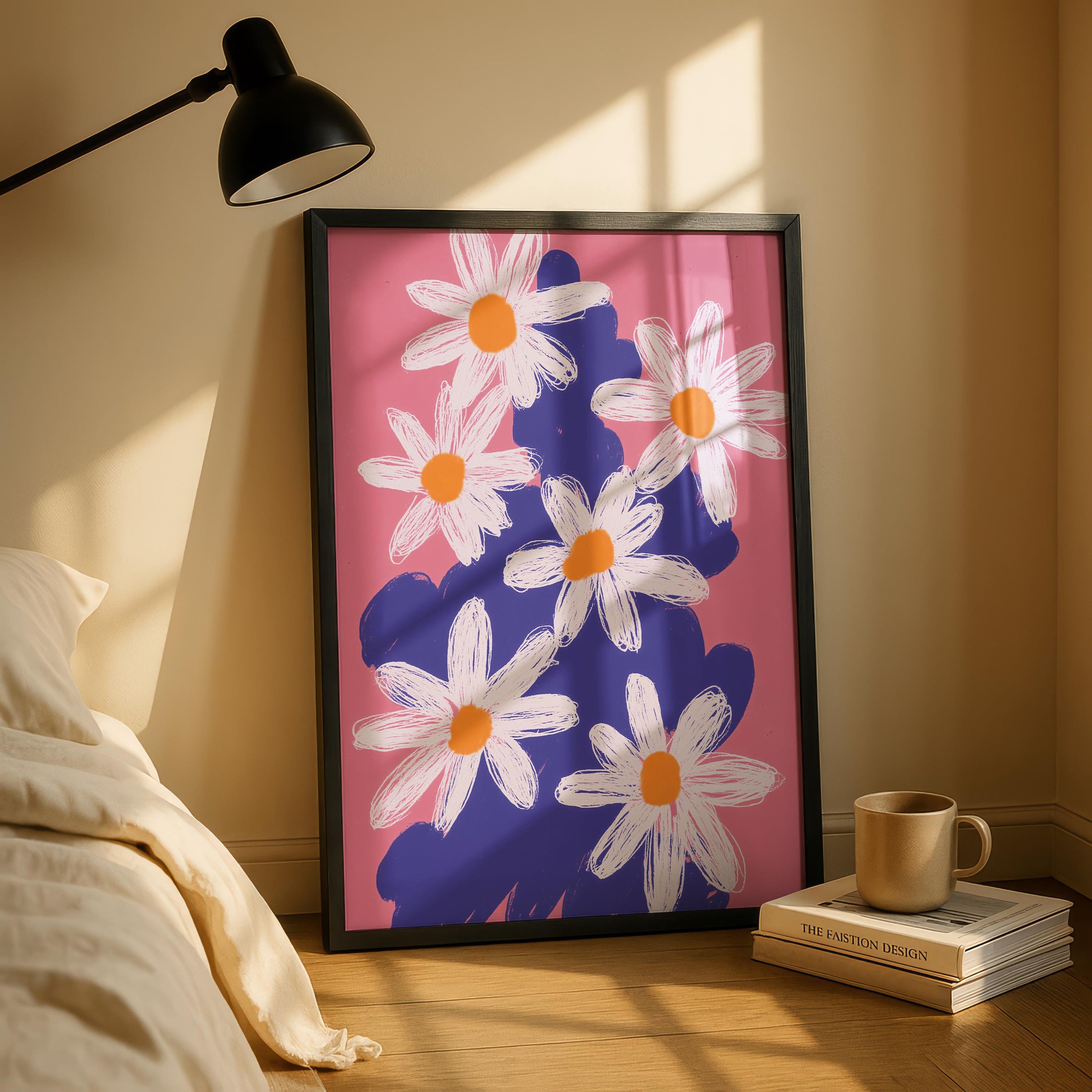 Flowers print - daisy print - colourful wall art - Paintings
