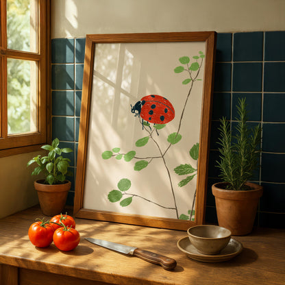 Ladybird Wall Art - Animal Prints - Beetle Art - Minimalist Poster