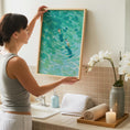 Load image into Gallery viewer, Bathroom Wall Art - Swimming Art - Blue bathroom Decor
