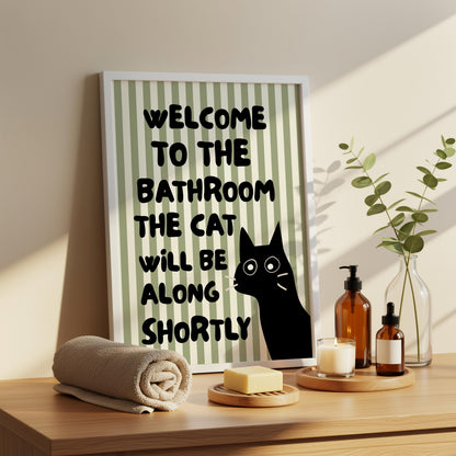 Black Cat Bathroom Art Print - Funny Home Decor - Prints for bathroom - Toilet Wall Art - Cat Art Wall Decor