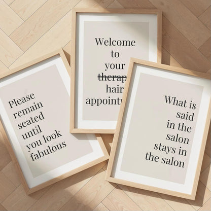 Set of 3 Salon Prints - Salon Decor - Hair Dressers Wall Art