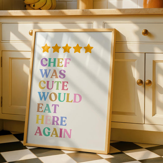 Funny Kitchen Review Print – Chef Gift - Cooking Decor - Prints for Kitchen