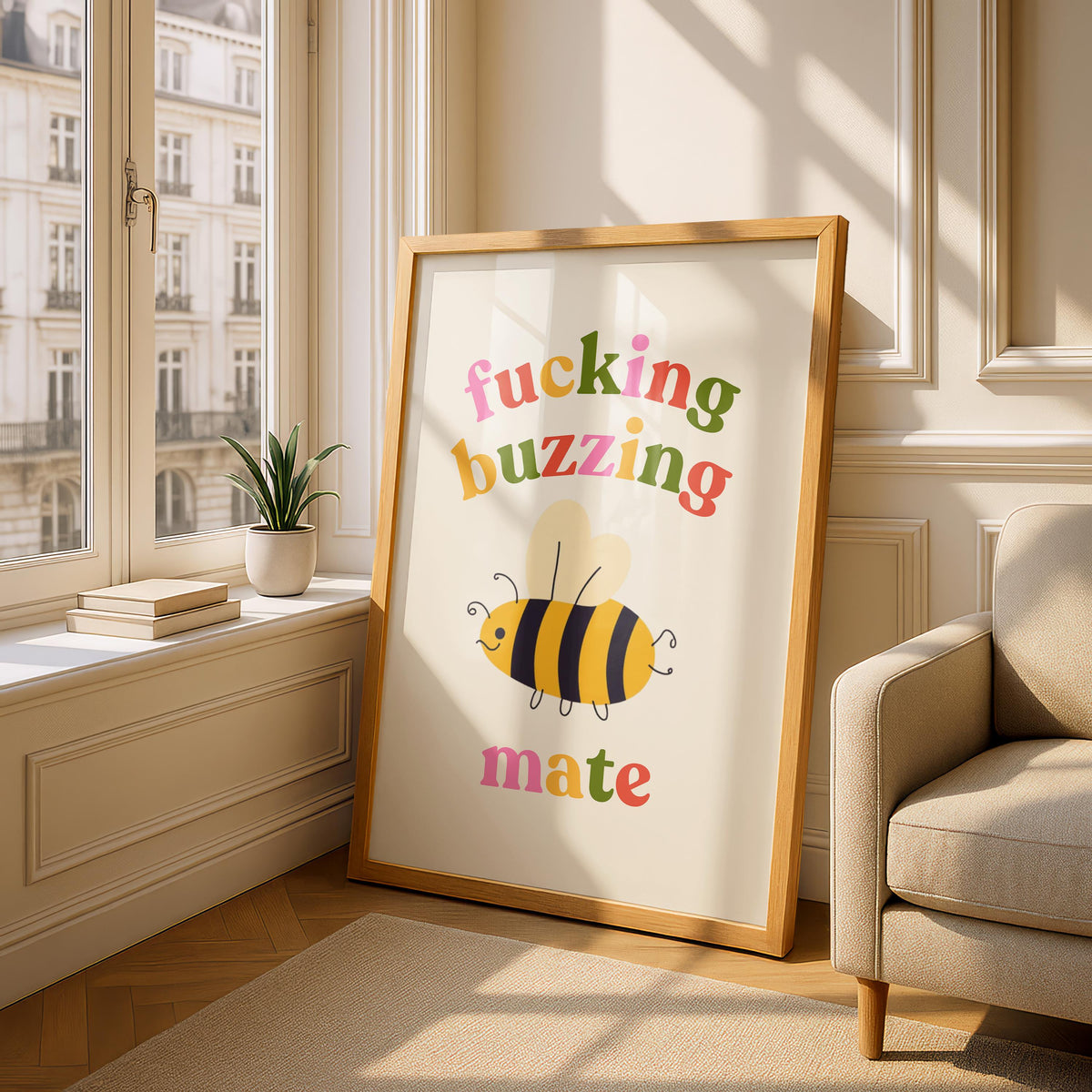 Sweary Print - Bees Print - Funny Animal Wall Art - Buzzing mate