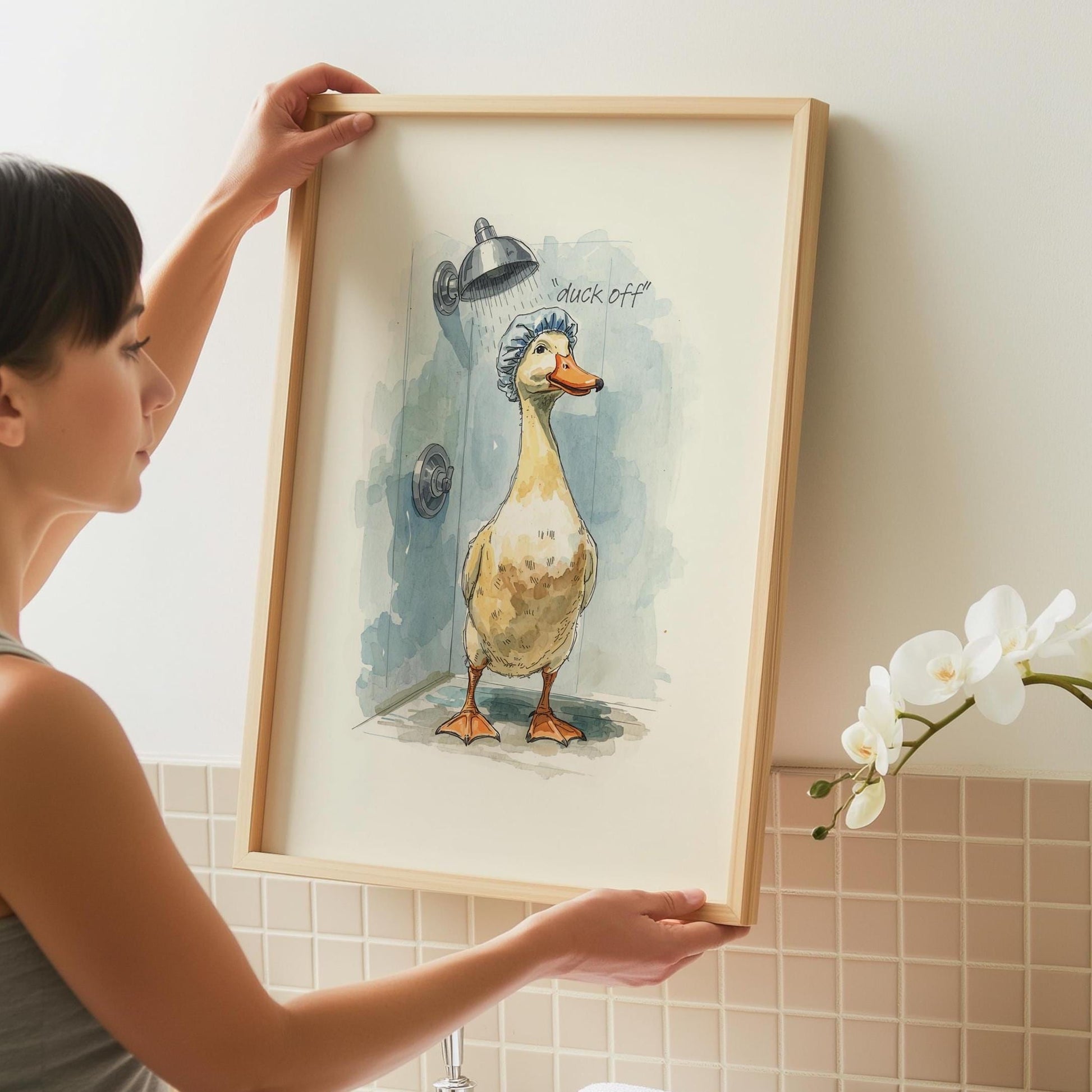 Funny duck Bathroom Art Print - Cheeky Home Decor - Prints for bathroom - Shower Wall Art - Bathroom Wall Decor