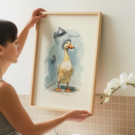 Funny duck Bathroom Art Print - Cheeky Home Decor - Prints for bathroom - Shower Wall Art - Bathroom Wall Decor