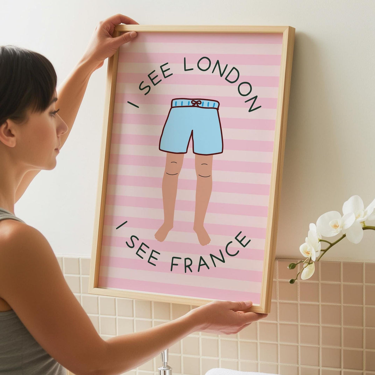 Funny Bathroom Bum Print - I see London - Humorous Restroom Wall Art