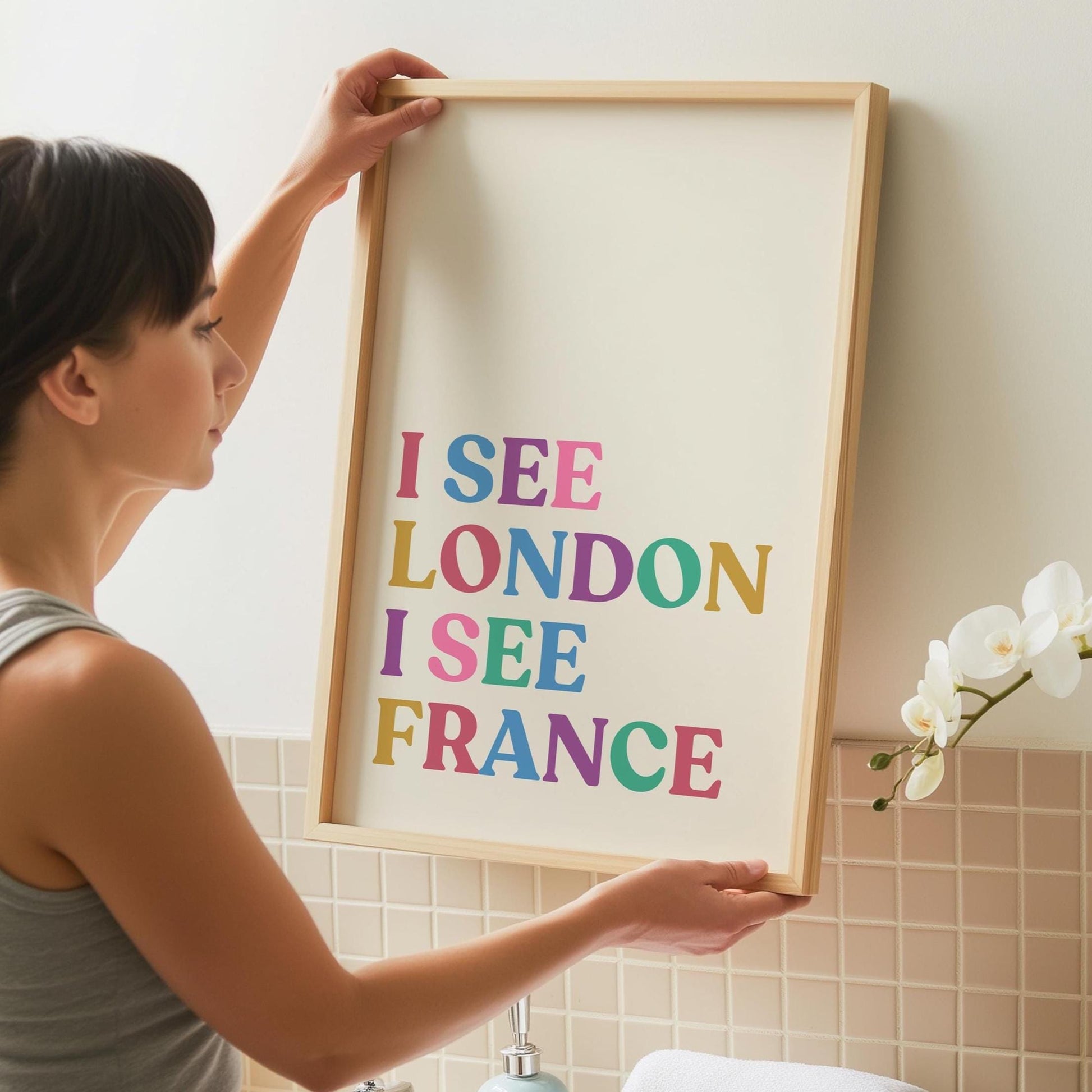 I See London France Print – Funny Bathroom Wall Art, Quirky Decor