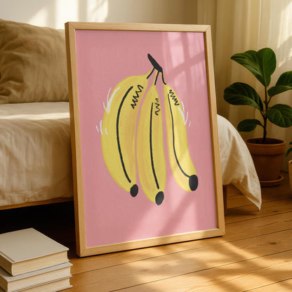Colorful Banana Kitchen Print, Fun Bright Wall Art Poster