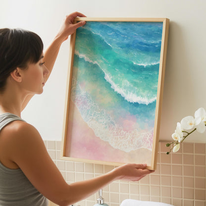 Ocean Wave Bathroom Art Print – Coastal Beach Decor
