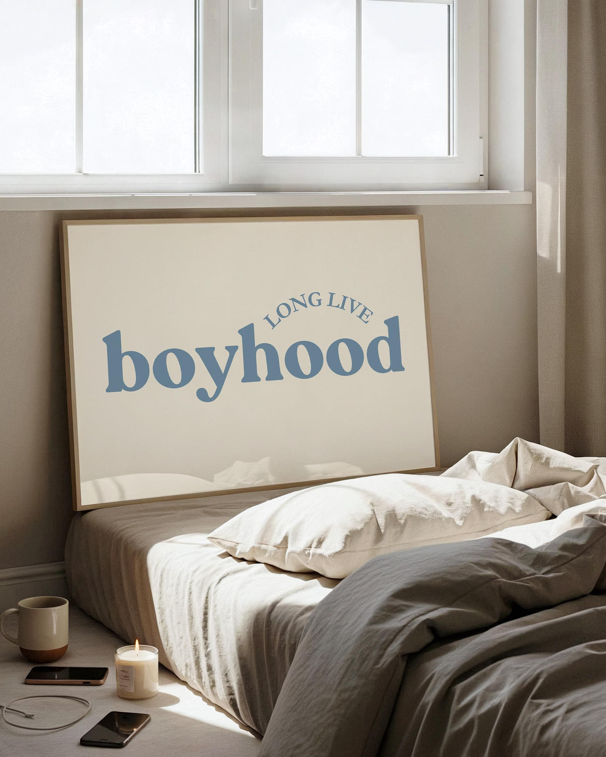 Boyhood - Boys Room Prints - Blue Home Decor for Boys Room - Feel Good Quotes - Blue Preppy Wall Art - Teen Boy Decor