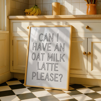 Oat Milk Art - Coffee prints - Kitchen Decor - Stripes Art - Coffee Station Prints