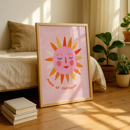 Boho Sun Print Wall Art | Yellow Sunshine Gallery Decor