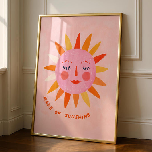 Boho Sun Print Wall Art | Yellow Sunshine Gallery Decor