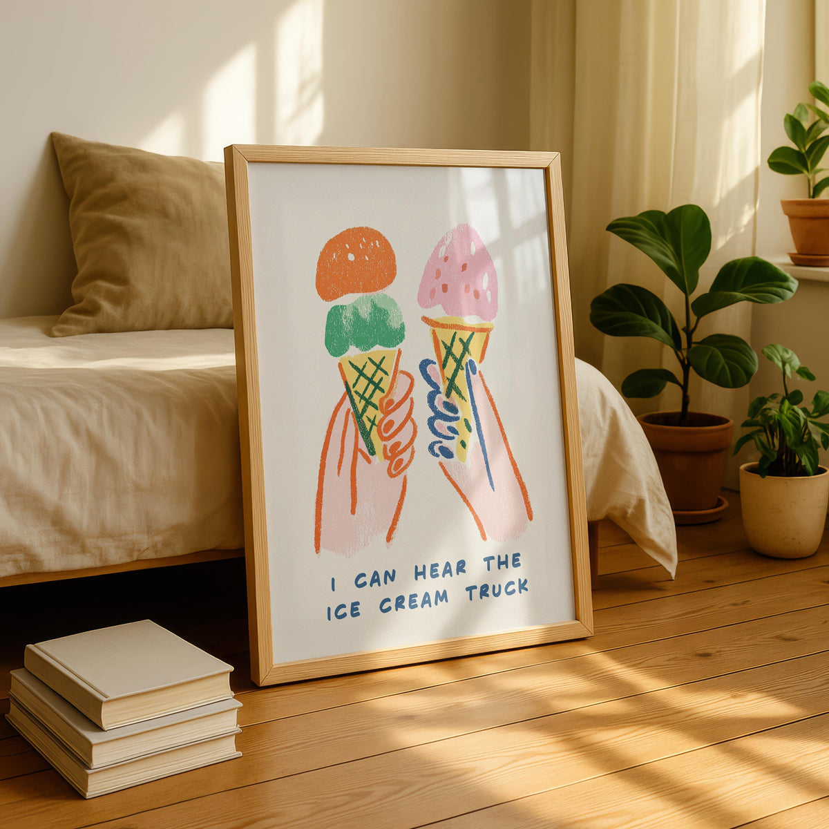 Ice cream Gelato Print - Funny Kitchen Poster - Colourful Food Poster Art - Funny Food