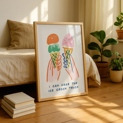 Ice cream Gelato Print - Funny Kitchen Poster - Colourful Food Poster Art - Funny Food